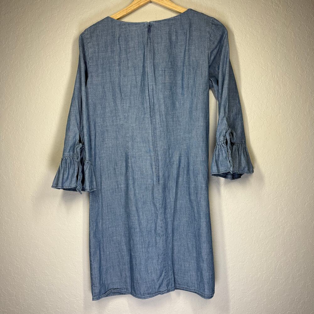 Women's J. Crew Pullover Chambray Shift Three Quarter Sleeve Dress Size‎ 4 - Picture 7 of 8
